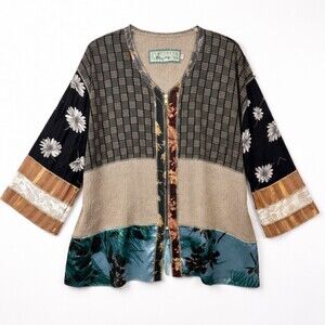 Vintage Nothing Matches Art to Wear Patchwork Zip Jacket 90s Made in USA Size 2